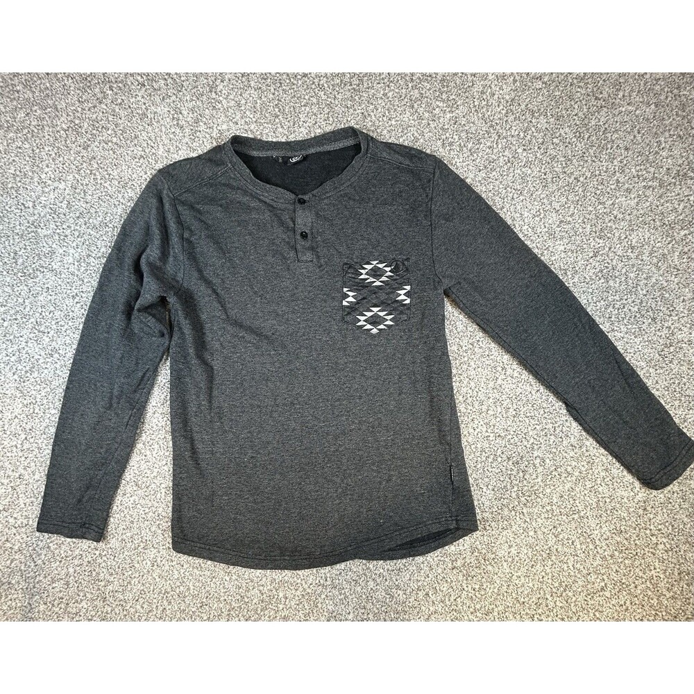 Volcom Long Sleeve Sweater Men's Size Sm 1/4 Button Up Gray Casual‎ Aztec Design